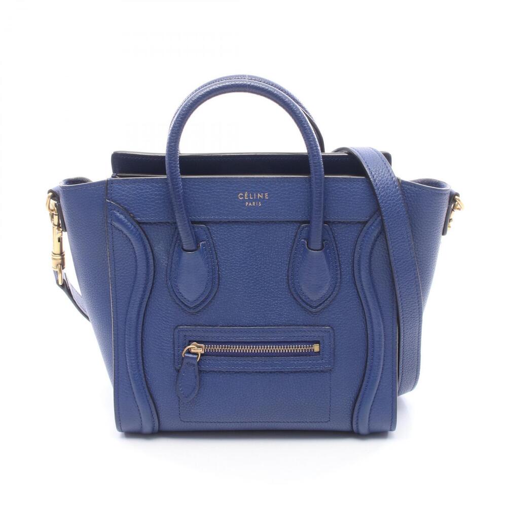 Celine Luggage Shopper Handbag Leather Blue